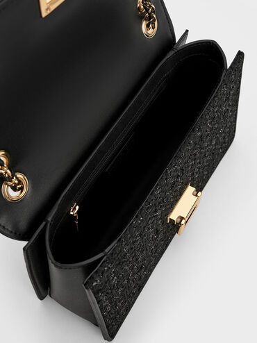 Everline Tweed Braided-Strap Shoulder Bag, Black, hi-res