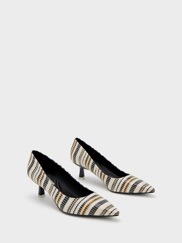 Emmy Spool Heel Striped Pumps, Multi, hi-res