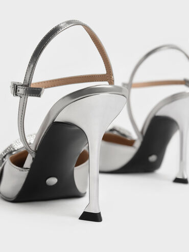 Gabine Gem-Embellished Back Strap Pumps, Pewter, hi-res