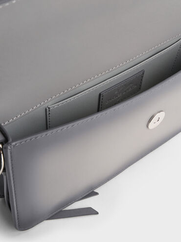 Gabine Leather Burnished Shoulder Bag, Grey, hi-res