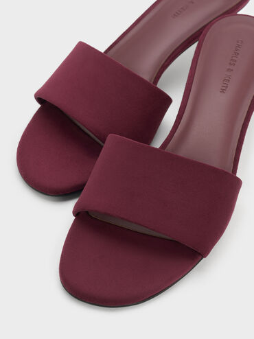 Ruthie Faux Suede Heeled Mules, Burgundy, hi-res