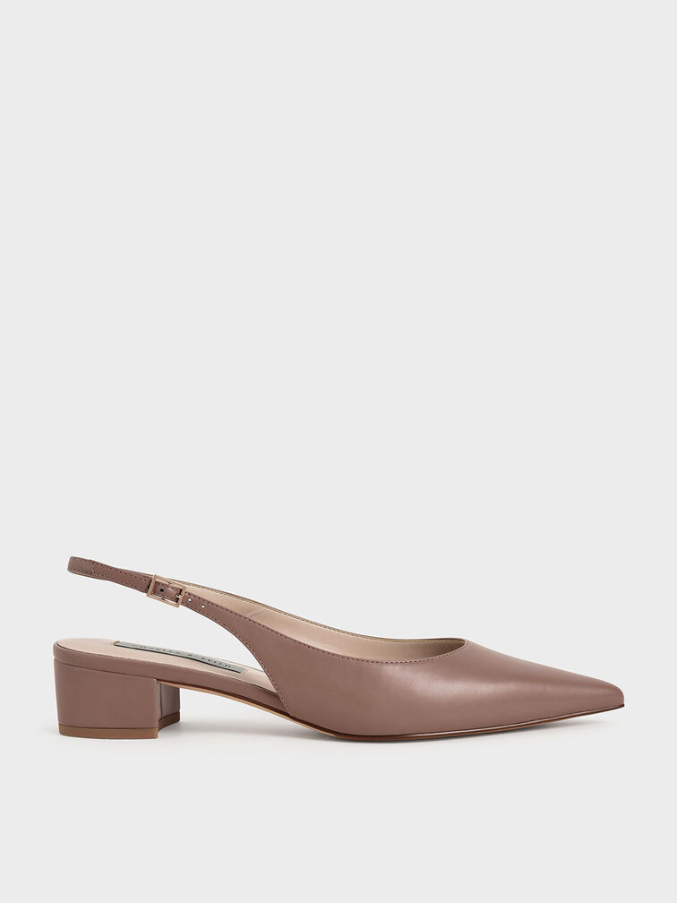 Pointed Toe Slingback Pumps, Mauve, hi-res