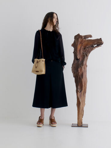 Ida Knitted Bucket Bag, Beige, hi-res