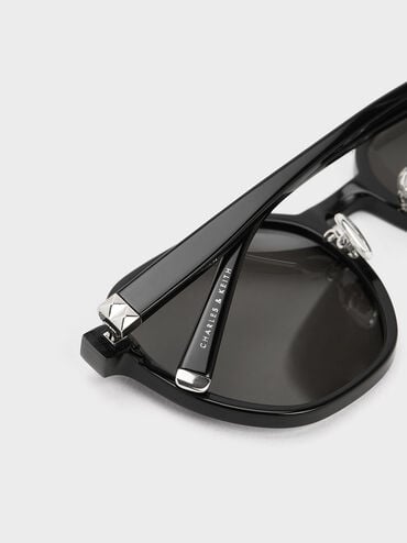 Square Recycled Acetate Sunglasses, Black, hi-res