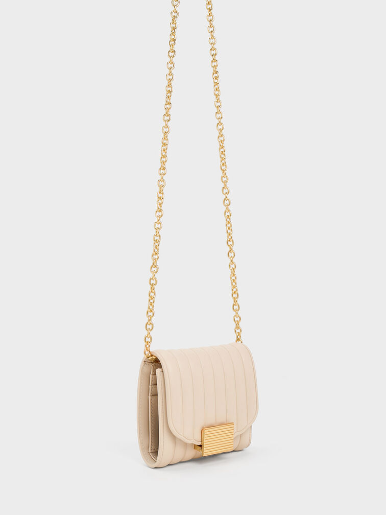 Astrid Panelled Small Wallet, Beige, hi-res