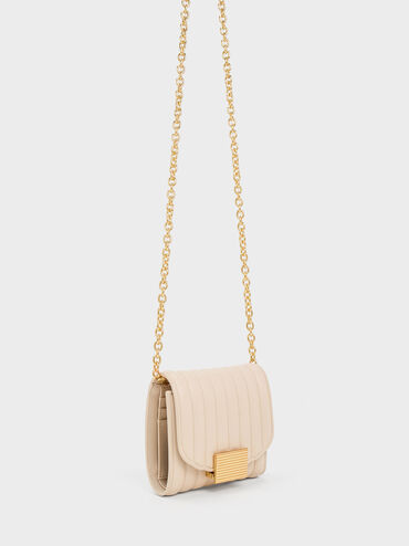 Astrid Panelled Small Wallet, Beige, hi-res