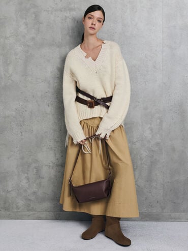 Larsen Buckle-Strap Slouchy Shoulder Bag, Plum, hi-res