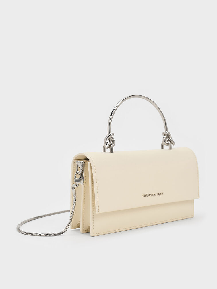 Kristine Sculptural-Handle Long Wallet, Cream, hi-res