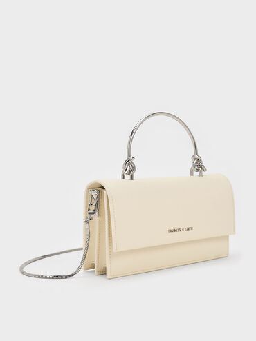 Kristine Sculptural-Handle Long Wallet, Cream, hi-res