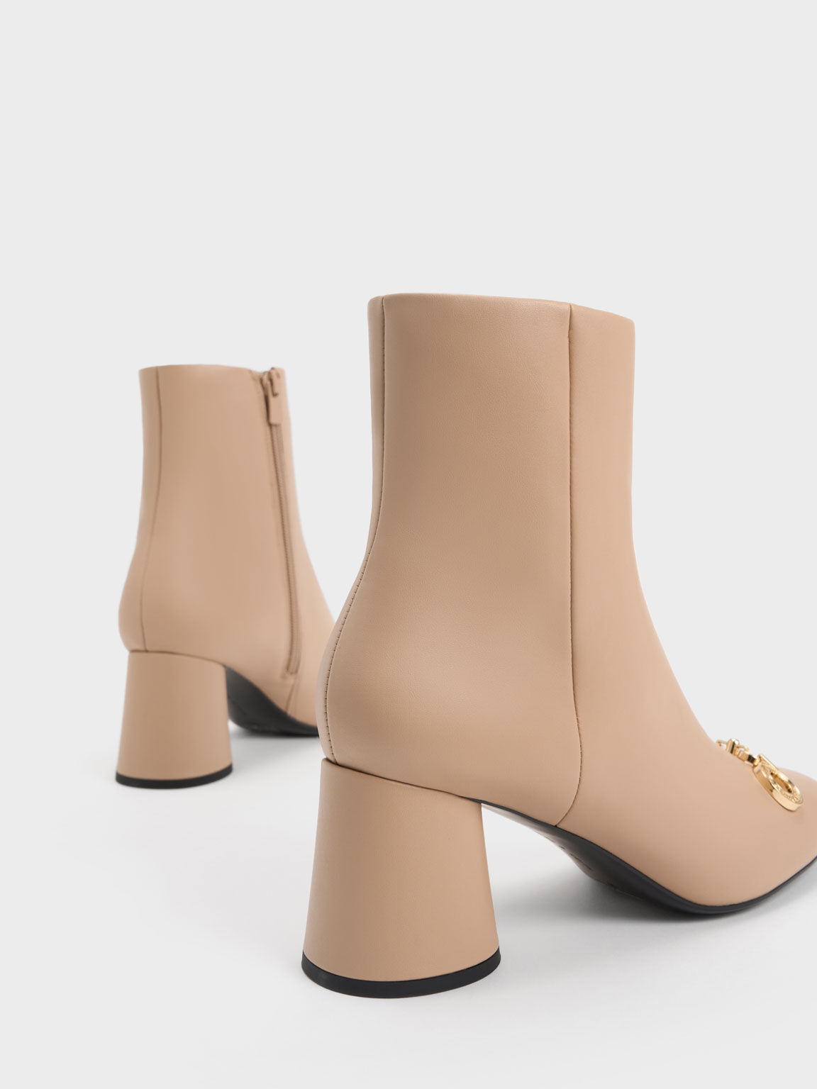 Nude Circle Chain Link Ankle Boots CHARLES KEITH IN