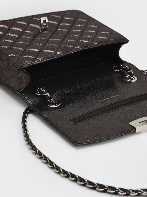 Quilted Push-Lock Clutch Bag, Multi, hi-res