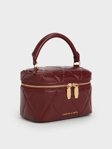 Arwen Quilted Top Handle Vanity Bag, Burgundy, hi-res