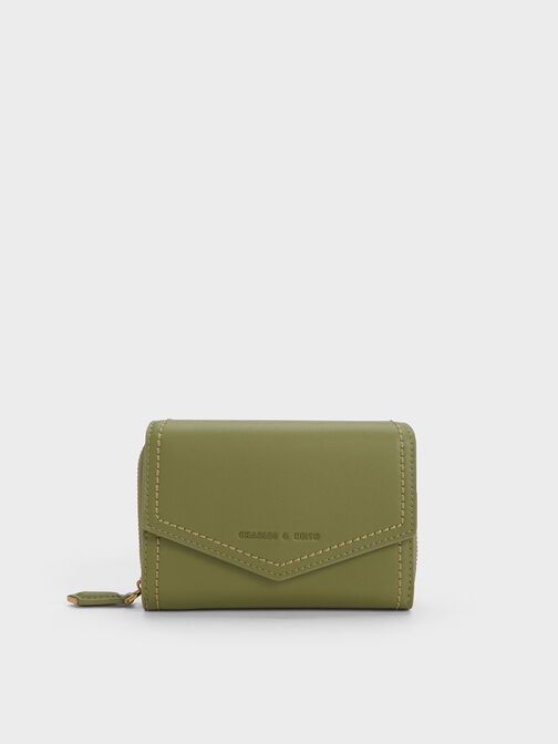 Stitch Trim Envelope Wallet, Olive, hi-res