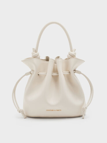 Sammie Drawstring Bucket Bag, Cream, hi-res