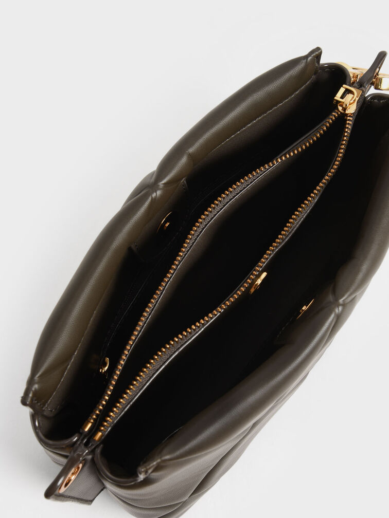 Danika Chunky Chain Padded Bag, Dark Moss, hi-res