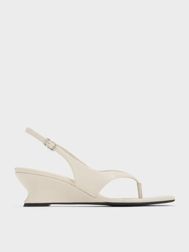 Slingback Thong Wedges, Chalk, hi-res