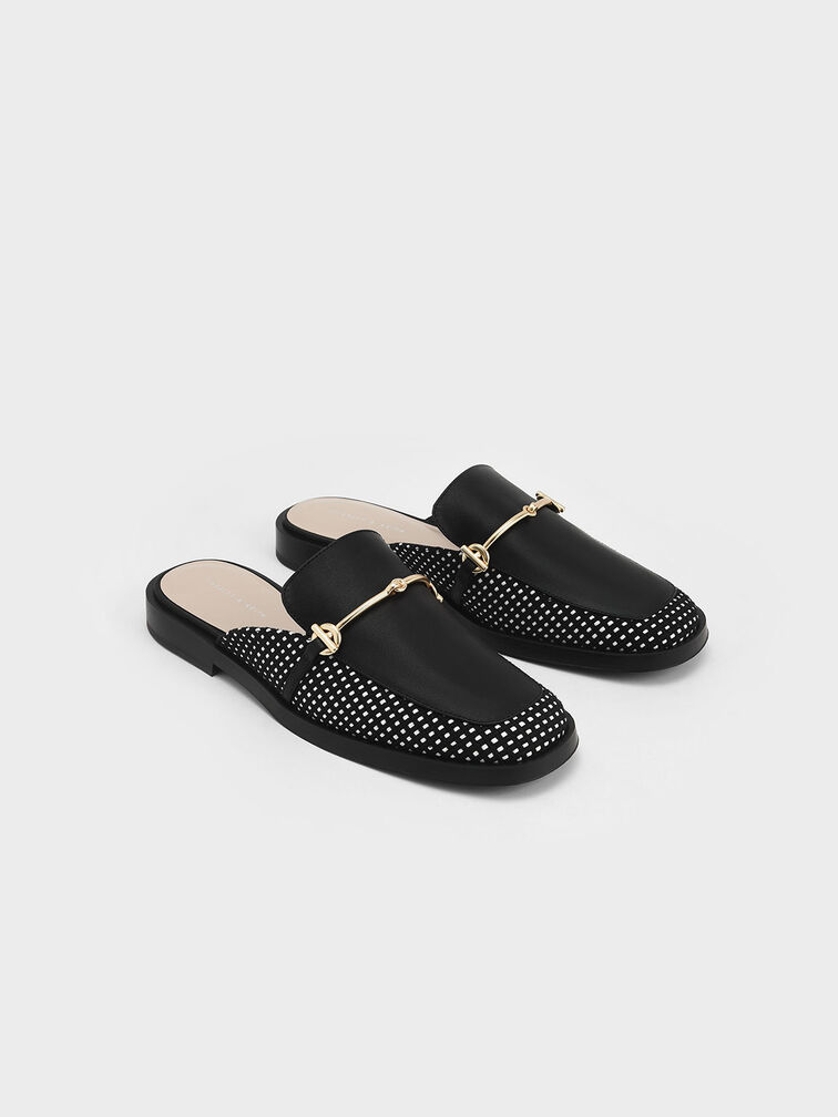 Metallic Bar Woven Loafer Mules, Multi, hi-res