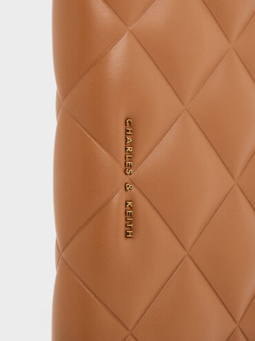 Danika Quilted Long Wallet, Chocolate, hi-res