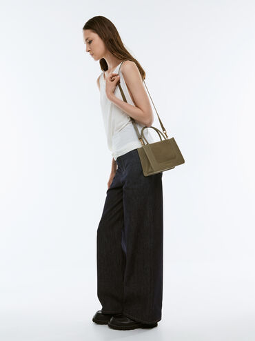 Mini Daylla Recycled Suede Tote Bag, Deep Olive, hi-res