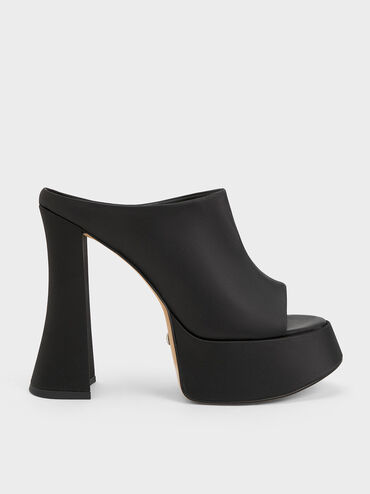 Delphine Recycled Polyester Platform Mules, Black, hi-res