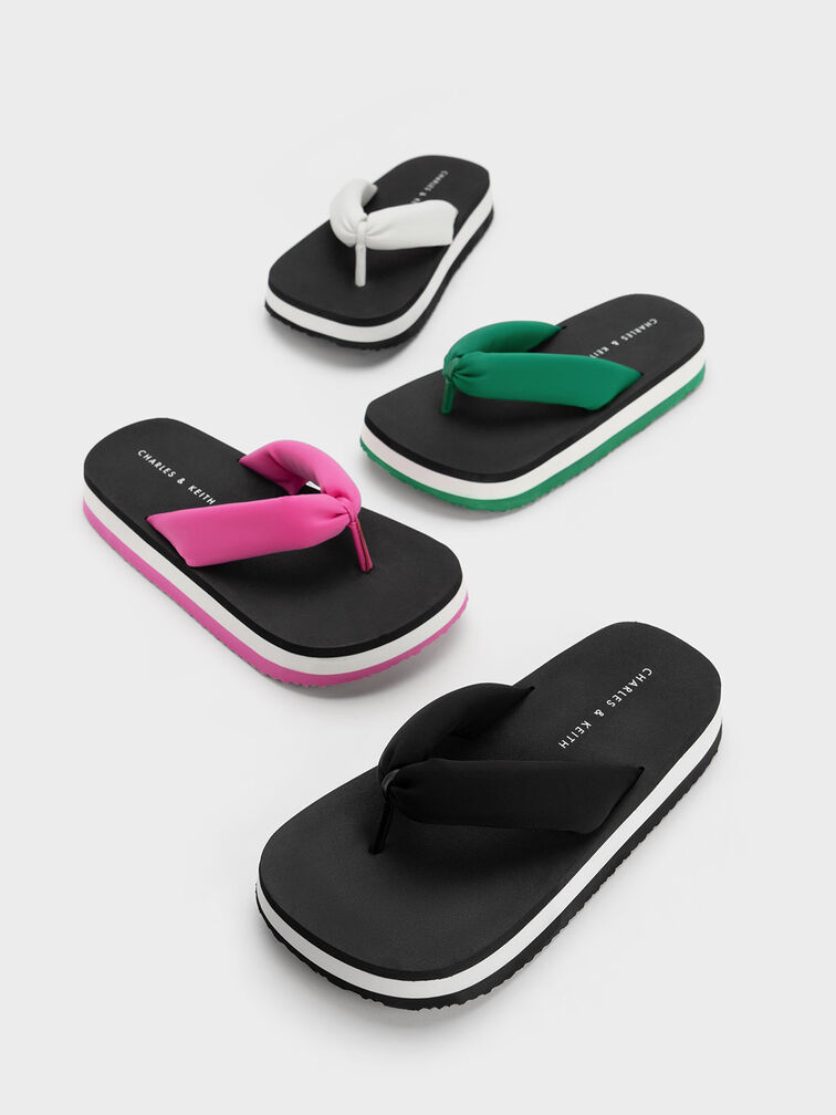 Tana Recycled Polyester Puffy Thong Sandals, Fuchsia, hi-res