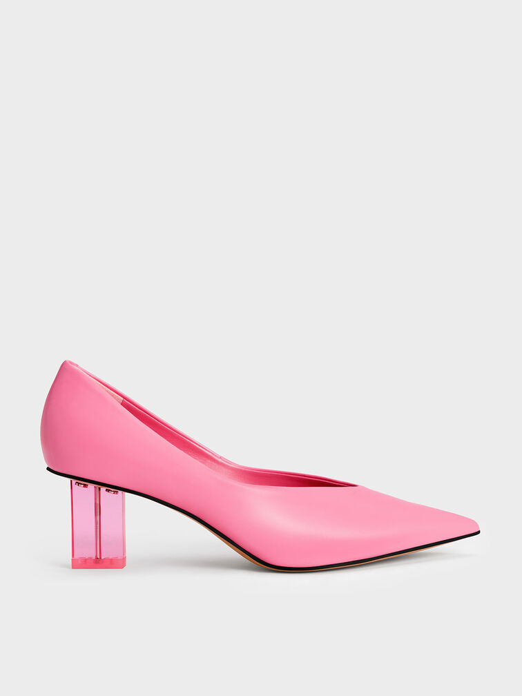 Metallic Blade Heel Pumps, Pink, hi-res