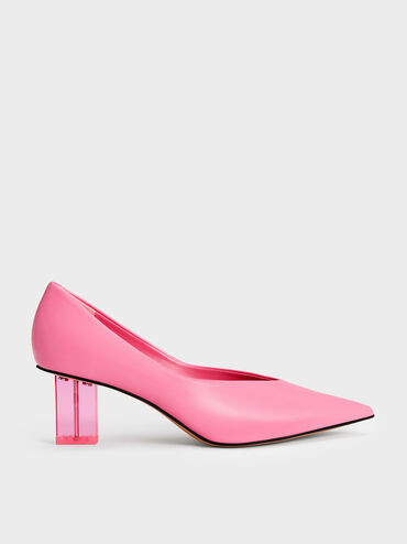 Metallic Blade Heel Pumps, Pink, hi-res