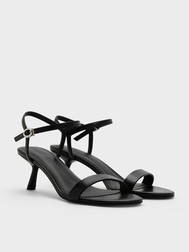 Slant-Heel Ankle-Strap Sandals, Black, hi-res