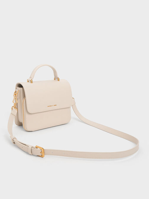 Octavia Front Flap Top Handle Bag, Ivory, hi-res