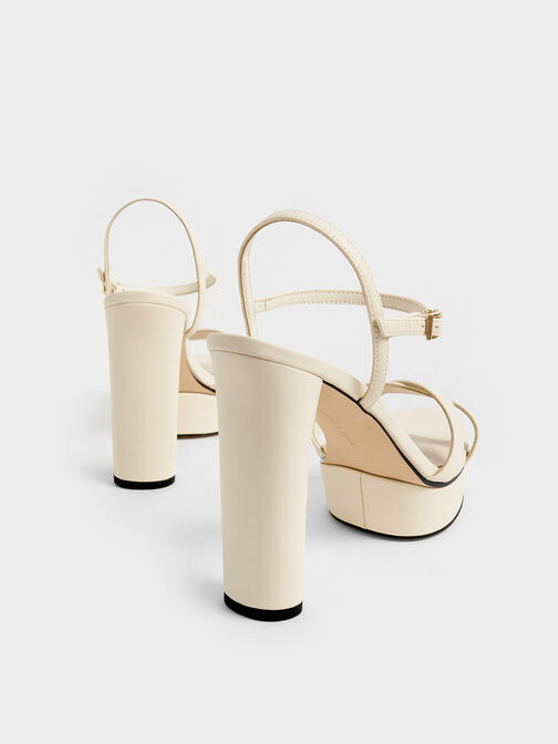 Crossover Platform Heeled Sandals, Chalk, hi-res