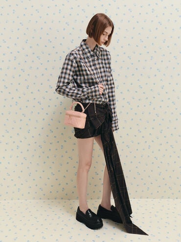 Arwen Quilted Top Handle Vanity Bag, Pink, hi-res