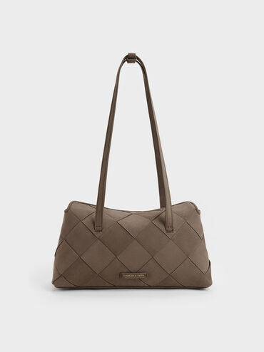 Maribel Woven Trapeze Shoulder Bag, Stone Grey, hi-res