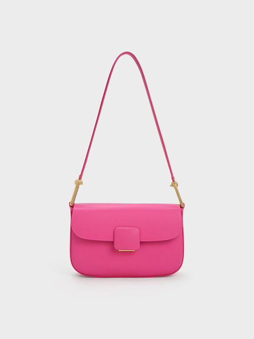 Koa Square Push-Lock Shoulder Bag, Fuchsia, hi-res