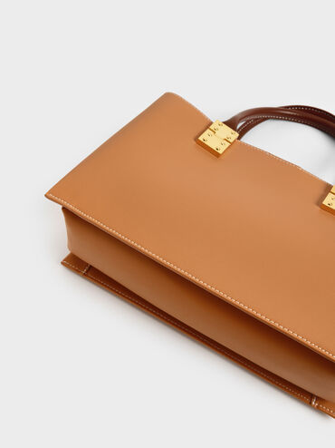 Large Double Handle Handbag, Pumpkin, hi-res