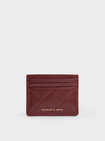 Janie Quilted Card Holder, Burgundy, hi-res
