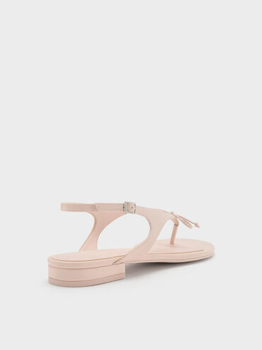 Bow Slingback Thong Sandals, Nude, hi-res