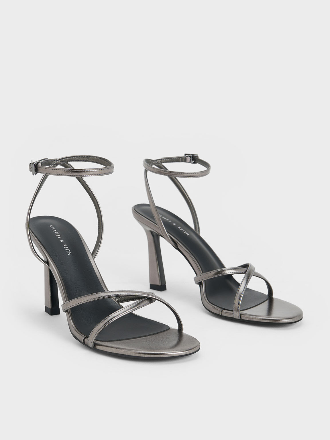 Pewter metallic heels sales