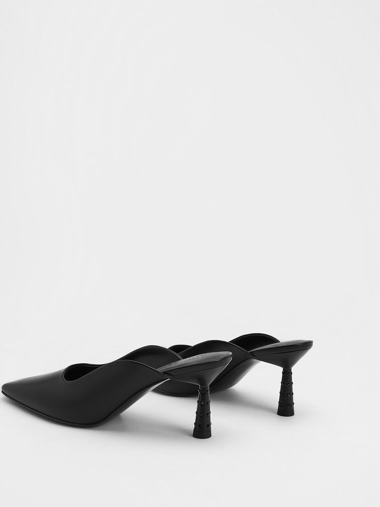 Embellished Cone Heel Mules, Black, hi-res