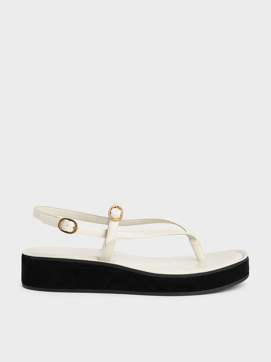 Chalk Strappy Flatform Thong Sandals CHARLES KEITH IN