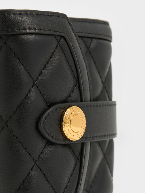 Este Quilted Belted Small Wallet, Black, hi-res