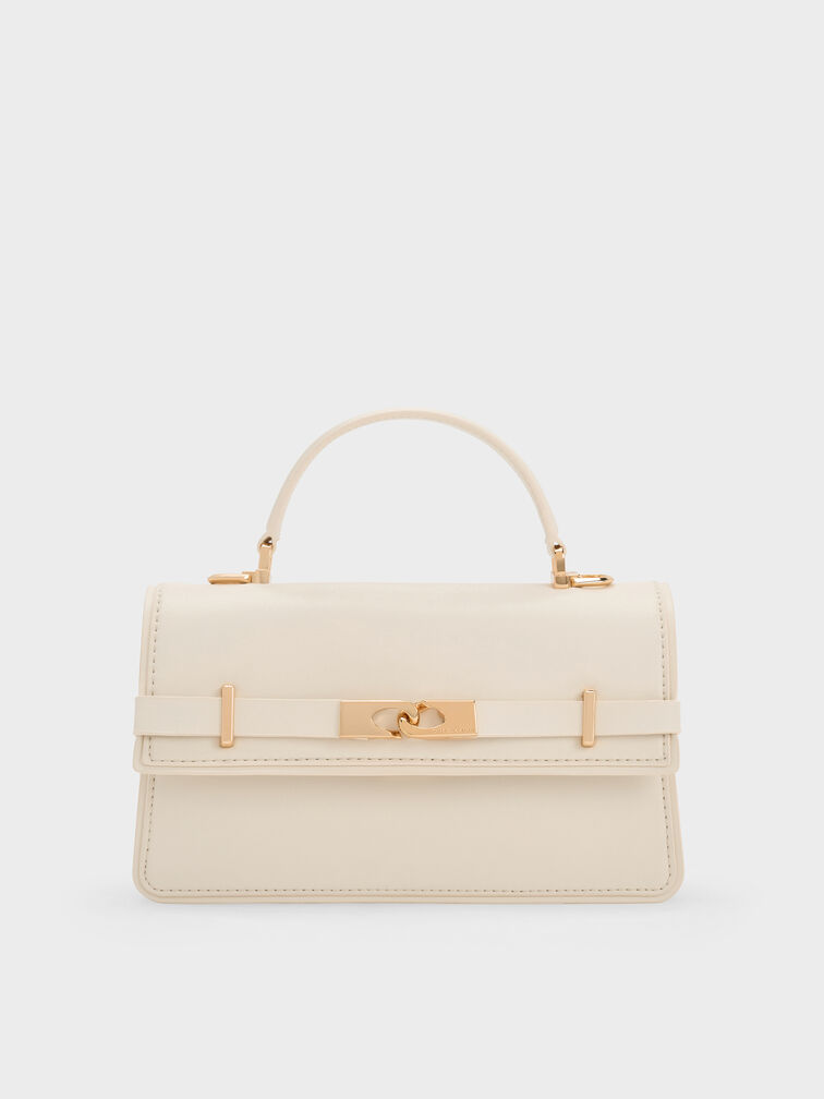 Arlet Belted Top Handle Bag, Cream, hi-res