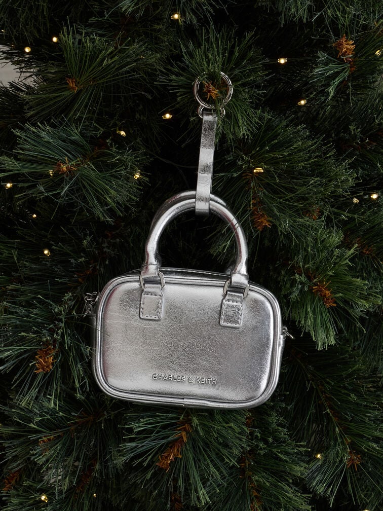 Sianna Metallic Bowling-Bag Charm​, Silver, hi-res