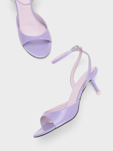 Sculptural Heel Ankle-Strap Pumps, Purple, hi-res