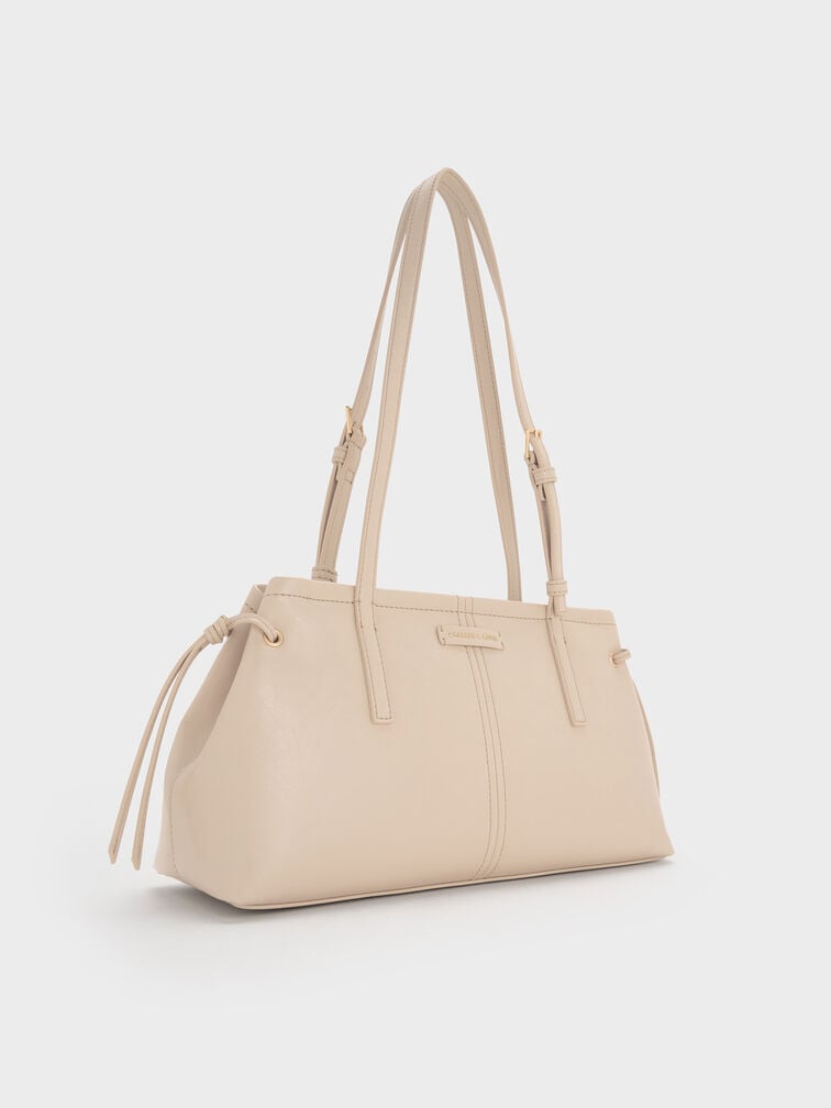 Noane Elongated-Handle Shoulder Bag, Oat, hi-res