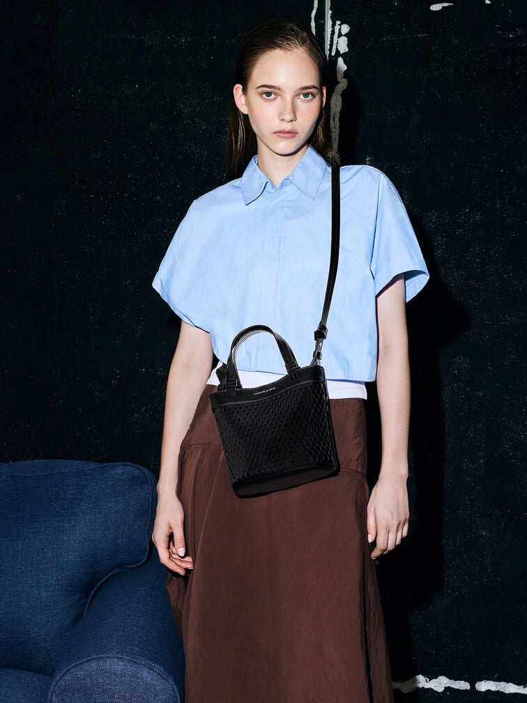 Juno Perforated Tote Bag, Noir, hi-res