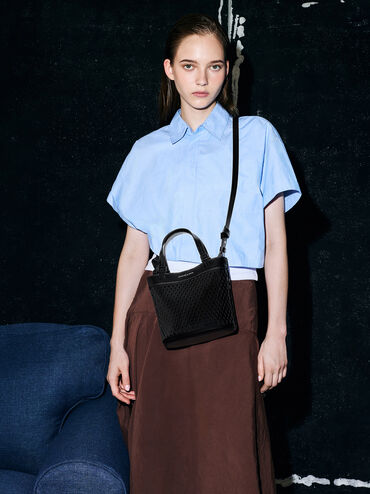 Juno Perforated Tote Bag, Noir, hi-res