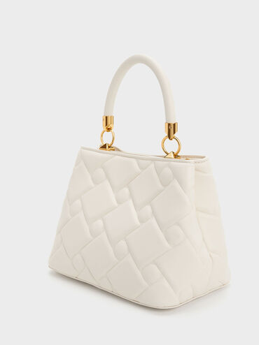 Tillie Quilted Top Handle Bag, Cream, hi-res