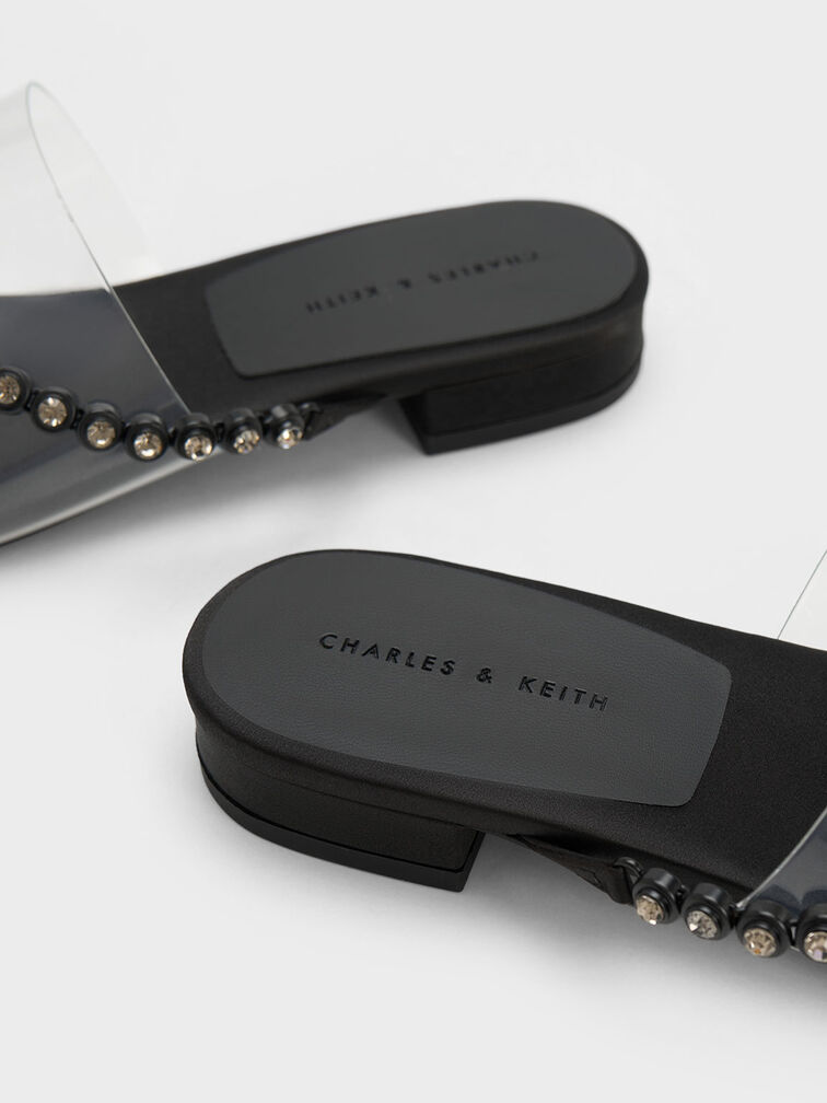 Recycled Polyester Gem-Strap Thong Sandals, Black, hi-res