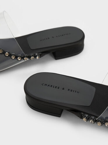 Recycled Polyester Gem-Strap Thong Sandals, Black, hi-res