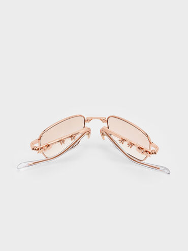 Paige Rectangular Sunglasses, Rose Gold, hi-res